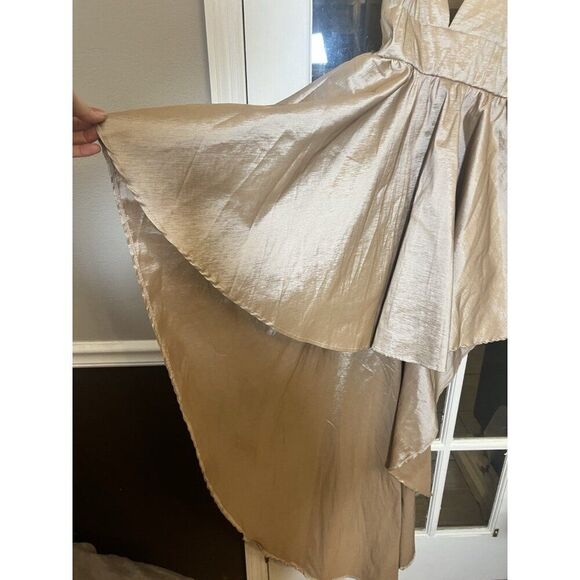 Iris Gold Iridescent Hi Low Baby Doll Maxi Dress Sz L Y2K Fairy Formal. Aa - Picture 2 of 10